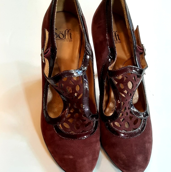 Sofft Shoes - Sofft Suede Upper With Patent Leather Trim And Decorative Front Cutouts